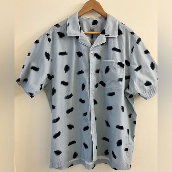 NWT TED BAKER SOURDO SS BRUSH STROKE PRINT SHIRT Size 2XL - Picture 4 of 9